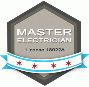 A grey seal with text reading: Master electrician, license 18022A